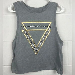 City Streets Grey‎ Tank with Gold Design Size Medium [pre-loved condition]